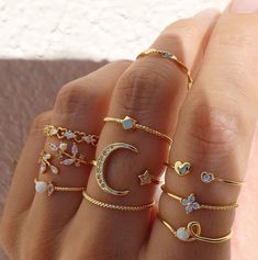 Slytherin Accessories, Rings Set For Women, قلادات متدلية, Bohemian Jewellery, Gold Color Ring, Knuckle Ring, Trendy Ring, Gold Ring Sets, Bohemian Rings