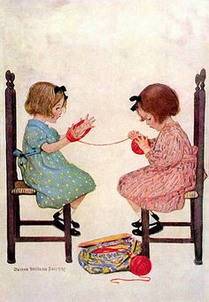 Jessie Willcox Smith, Winding Yarn, Postal Vintage, Knit Art, Images Vintage, Illustration Vintage, Childrens Illustrations, Vintage Pictures, Children's Book Illustration