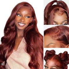 PRICES MAY VARY. 13x4 Reddish Brown Lace Front Wigs Material：100% brazilian human hair material, complete cuticle arrangement, can be dyed, permed, bleached, highlighted, flexible, soft and comfortable. Copper Red Lace Front Colored Wigs：Transparent Hd Lace Frontal Wig Pre Plucked Bleached Knots With Baby Hair,It Can Be Well Suited For All Kinds Of Skin,Can Make Any Part,It'S Your First Choice. Adjustable Wig Cap Size：Standard size (Circumference:22.5inches),Can be adjusted with 2 straps and 4 c Reddish Brown Wig, Copper Wig, Bun High, Brown Lace Front, Auburn Color, Human Hair Lace Front Wigs, Hair Lace Front Wigs, Lace Front Wigs Human Hair, Wigs Human Hair