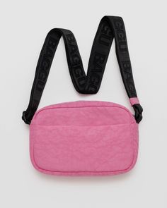 Camera Crossbody : Azalea Pink - Baggu Eco Hair, Pink Camera, Photo Rose, Golden Family, Ceramic Fiber, Scrap Material, Hair Shop, Nylon Bag, Everyday Bag