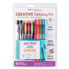 a pack of markers and pens with writing on them, including marker pens in different colors