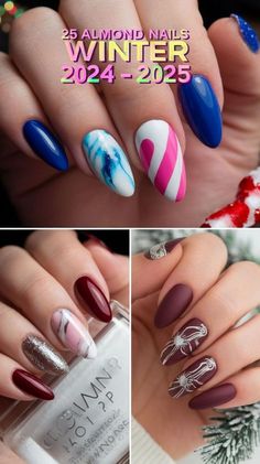 Nails In Winter, Almond Nails Winter, White Almond Nails, Matte Colors, White Reindeer, Short Almond, Nails Winter