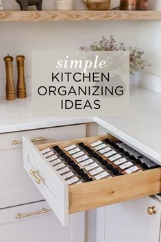 the kitchen drawer is organized with labels and drawers to keep them organized in order for people to use