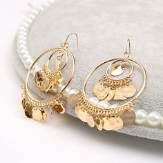 Fashion Earrings- Fashion Statement Clip On Earrings Big Round Geometric No Pierced Ear Clips for Women Hanging Earring modern JewelryModel Number:33031831286