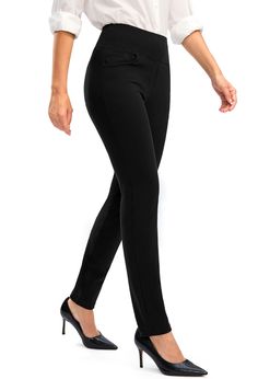 PRICES MAY VARY. 4 Inseam Lengths: These womens dress pants feature with 4 inseam lengths: 25"/27"/29"/31". For reference: PETITE-25" inseam fits women 5'1"-5'3"/ REGULAR-27" inseam fits women 5'4"-5'7"/ TALL-29" inseam fits women 5'8"-5'10"/ EXTRA TALL-31" inseam fits women 6'and above. To help you choose the length that best suits you, please check the picture of measuring the inseam in product description. High Waist & Elastic Waistband: A high-rise, wide waistband built to control your tummy High Waist Dress Pants, Fancy Leggings, Work Pants For Women, Best Work Pants, Casual Work Pants, High Waisted Dress Pants, Work Pants Women, Amazon Dresses, Safety Clothing