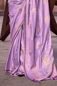 Lavender Borderless Soft Satin Silk Sarees | TST | The Silk Trend