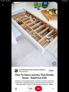 an image of a kitchen drawer with utensils in it