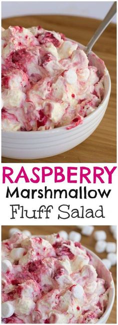 raspberry marshmallow fluff salad in a bowl