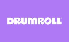 the word drumrolll is shown in white letters on a purple background with an orange and