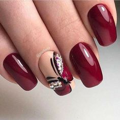 Nagel Stamping, Burgundy Nail Designs, Butterfly Nail Designs, Butterfly Nail Art, Burgundy Nails, Nail Photos, Butterfly Nail, Beautiful Nail Designs