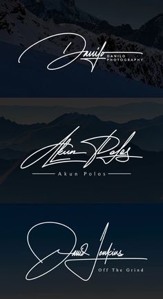 four different types of handwriting on a dark background