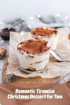 Layers of espresso-soaked ladyfingers and mascarpone cream, an indulgent dessert for a romantic Christmas evening. Christmas Dinner Ideas For Two, Elegant Christmas Desserts, Tiramisu For Two, Classic Christmas Dessert, Italian Christmas Desserts, Elegant Christmas Dinner, Classic Tiramisu