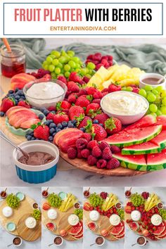 fruit platter with berries and dips