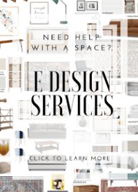 a poster with many different types of furniture and decor on it's sides, including the words need help with space? e design services click to learn more