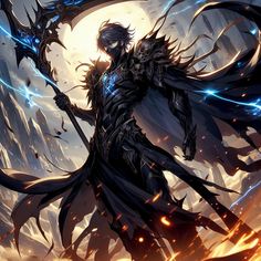 Scythe Character Design, Demon Male Character Design, Scythe Weilders, Anime Scythe, Batman Concept, Warrior Concept Art, Super Powers Art, Novel Characters, Dnd Monsters