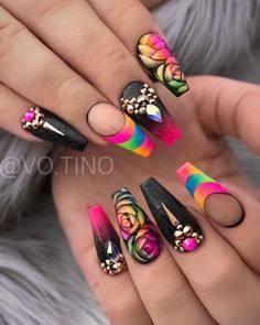 Swag Nails Short, Acrylic Night Sky, Themed Nail Art, Fantasy Nails, Creative Nail Designs, Nail Swag, My Black