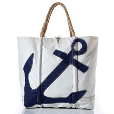 X-Large Navy Anchor Tote Recycled Sail Bags, Tote Bags For College, Recycled Sails, Sail Cloth, Recycled Sailcloth, Sail Bag, Stylish Travel Bag, Sea Bags, Navy Anchor