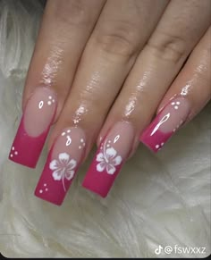 Nails Hibiscus, Hibiscus Flower Nails, Acrylic Nails Red, Y2k Acrylic, Nails Y2k, Girly Acrylic Nails, Fall Acrylic Nails