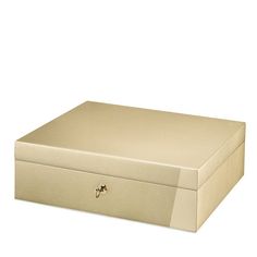 a large gold box with a lock on the top and bottom is shown in front of a white background