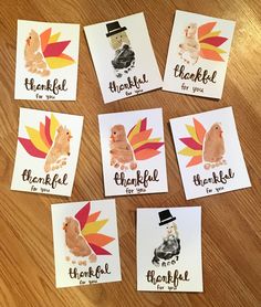 six thanksgiving cards with turkeys on them