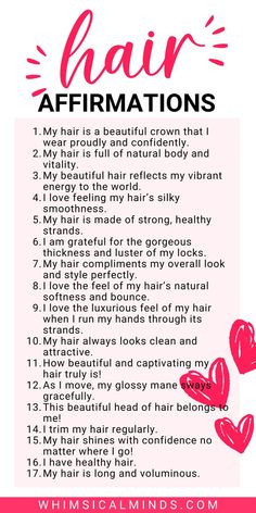 hair affirmations for women with pink background