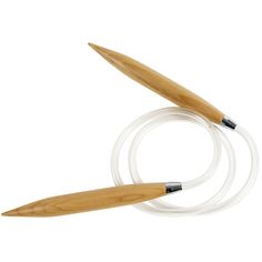 two wooden objects with white cords attached to each other on a white background, one is holding an object in the air