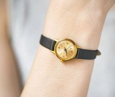 Vintage women's watch Glory gold plated lady wristwatch Minimalist Gold Watch Accessories, Yellow Gold Watch Accessories For Gift, Minimalist Watch Women, Unique Watches Women, Watches Women Black, Fancy Watches, Gold Plated Watch, Vintage Watches Women, Watches Women Leather