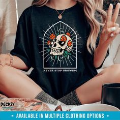 Mushroom Skull Sweatshirt, Aesthetic Gift-Clothing:Gender-Neutral Adult Clothing:Tops & Tees:T-shirts:Graphic Tees-DecksyDesigns Mushroom Skull, Never Stop Growing, Skull Sweatshirt, Sweatshirt Aesthetic, Aesthetic Gift, Favorite Shirts, Sweatshirt Hoodie, Unisex Sweatshirt, Lei