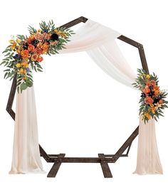 an arch decorated with flowers and greenery for a wedding ceremony or special occasion, isolated against a white background