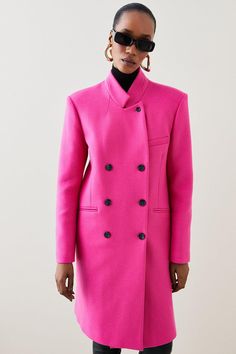 18.01 Italian Virgin Wool Modern Overcoat | Karen Millen Winter Closet, Karen Millen, Fashion Face, Shawl Collar, Winter Wardrobe, Capsule Wardrobe, Double Breasted, Collar Styles