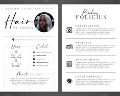 a white and black resume template with an image of a woman's face on it