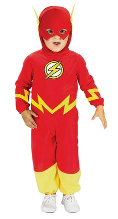 a little boy dressed in a flash costume