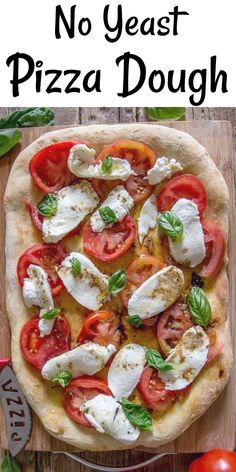 a pizza topped with tomatoes and mozzarella cheese