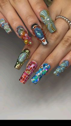 Bright Acrylic Nails, Crazy Nails, Super Nails, Great Nails, Nails Inspo, Nail Ideas, Cute Nails