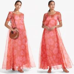 Brand New With Tags! Staud A-line Dresses For Spring, Summer Maxi Dress By Staud, Staud Summer Maxi Dress, Staud Maxi Dress For Summer, Staud Summer A-line Dress, Staud Summer Evening Dress, Pink Staud Dresses For Spring, Fitted Silk Dress By Staud, Staud A-line Evening Dress