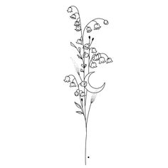 a black and white drawing of some flowers