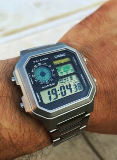 Casio Royale Watch, Casio Digital Watch Men, Retro Digital Watch, Retro Watches For Men, Casio Royale Mod, Ae1200 Mod, Casio Ae1200 Mod, Casio World Time, Casio Ae1200