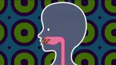 an animated image of a person eating something out of his mouth with circles in the background