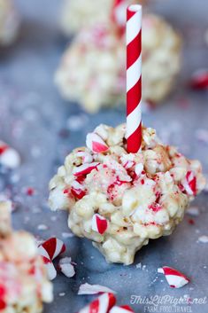 a candy cane sticking out of some kind of treat