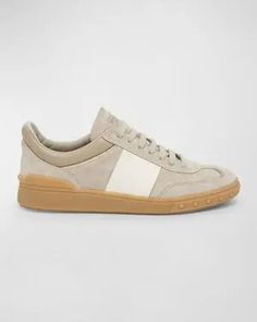 Valentino Garavani Upvillage Leather Sneakers In Pink | Editorialist Grey Sapphire, Striped Flats, Valentino Shoes, Sneakers Blue, Sneakers Grey, Suede Sneakers, Nappa Leather, Sneakers White, Leather Sneakers