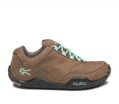 KURU Footwear Women's Chicane Wide Shoes in Warmstone/Jet Black/MintGreen Size 6.5 | Leather Kuru Shoes, Hiking Shoes Women, Womens Hiking Shoes, Wide Heels, Hiking Shoe, Heel Pain, Wide Shoes, Trail Shoes, Foot Pain