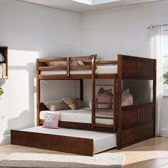 there is a bunk bed with two sets of drawers on the bottom and one set of stairs to the top