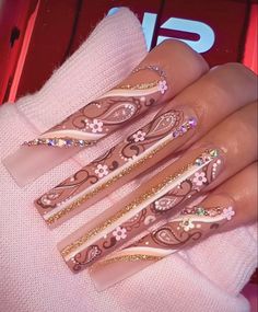 Notpolish Nails, Daisy Acrylic Nails, Cowboy Nails, Acrylic Nails Nude, Chic Nail Art, Hippie Nails, Nails Design With Rhinestones, Set Ideas