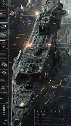 an image of a space ship in the middle of some sort of map with information about it