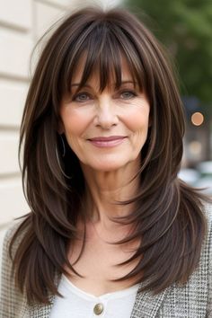 26+ Hairstyles for Medium Length Hair With Bangs Over 50 Women 4 Medium Length Women’s Hairstyle, Style Front Bangs, Hair With Bangs Over 50, Bangs Over 50, Bangs For Women, The Best Hairstyles