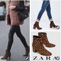 New With Tag Blogger Favorite Animal Embossed 100% Leather Ankle Boots. Block Heels. Fitted Upper. Squared Toe. Side Zip Closure Heel Height 2.75” Tag Size Eu38 /Us7.5 100% Cow Furskin Lining 90% Polyurethane, 10% Polyester Sole 100% Thermoplastic Rubber Slipsole 100% Goat Leather S104 Leather Leopard Print Winter Boots, Zara Ankle-high Heeled Boots Medium Width, Leopard Print Leather Ankle Boots, Ankle Boots Animal Print, Black Snake Print Ankle Boots, Animal Print Boots, Sock Ankle Boots, Velvet Ankle Boots, Print Boots