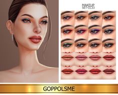 the makeup set consists of different eyes and lips, with various colors to choose from