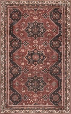 Rain Haven Meilani Persian Bordered Washable Brick Rug Paisley Rug, Kids And Pets, Red Rain, Coastal Rugs, Outdoor Rugs Patio, Solid Color Rug, Traditional Rustic, Checkered Rug, Oval Rugs