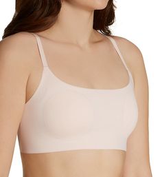 This wireless bra is perfect for comfortable wear with removable padding and moisture wicking technology. Made from nylon and spandex. Wireless cups are self-lined, with an inner pocket to place light, removable padding, included . Modern scoop neckline. Target zones give support without a wire. Bra is entirely seamless with bonded edges for a line-free look. Cool Comfort knit helps wick moisture away. Tall center, with a scoop neckline. Two-ply microfiber sides have SmoothTec fused edges. Stret Pink Full Coverage Sports Bra With Built-in Bra, Pink Full Coverage Sports Bra With Light Support, Pink Sports Bra With Built-in Support, Pink Full Coverage Sports Bra With Removable Pads, Pink Sports Bra With Removable Pads And Medium Support, Supportive Pink Sports Bra With Removable Pads, Pink Seamless Sports Bra With 4-way Stretch, Most Comfortable Bra, Wire Bra