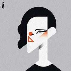 a woman's face is shown in this minimalist poster